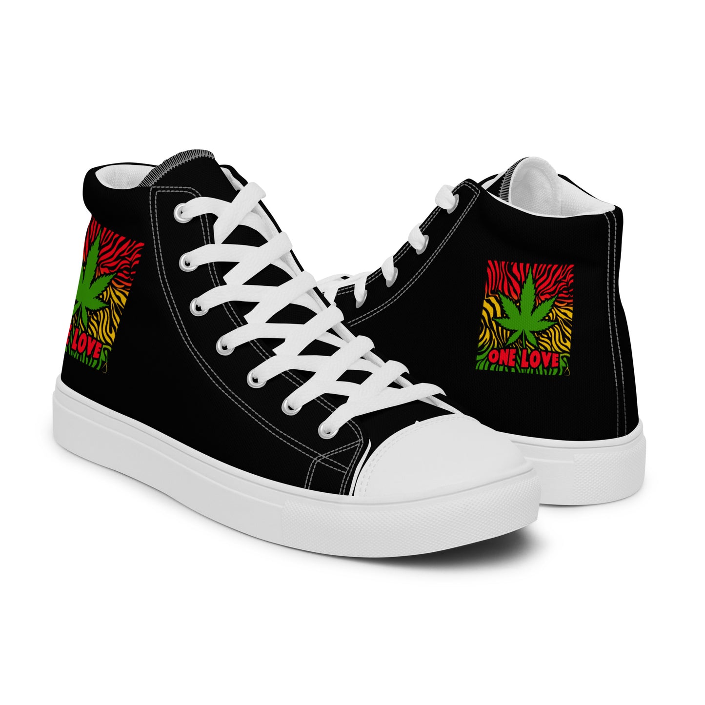 One LoVE Cannabis Men’s high top canvas shoes