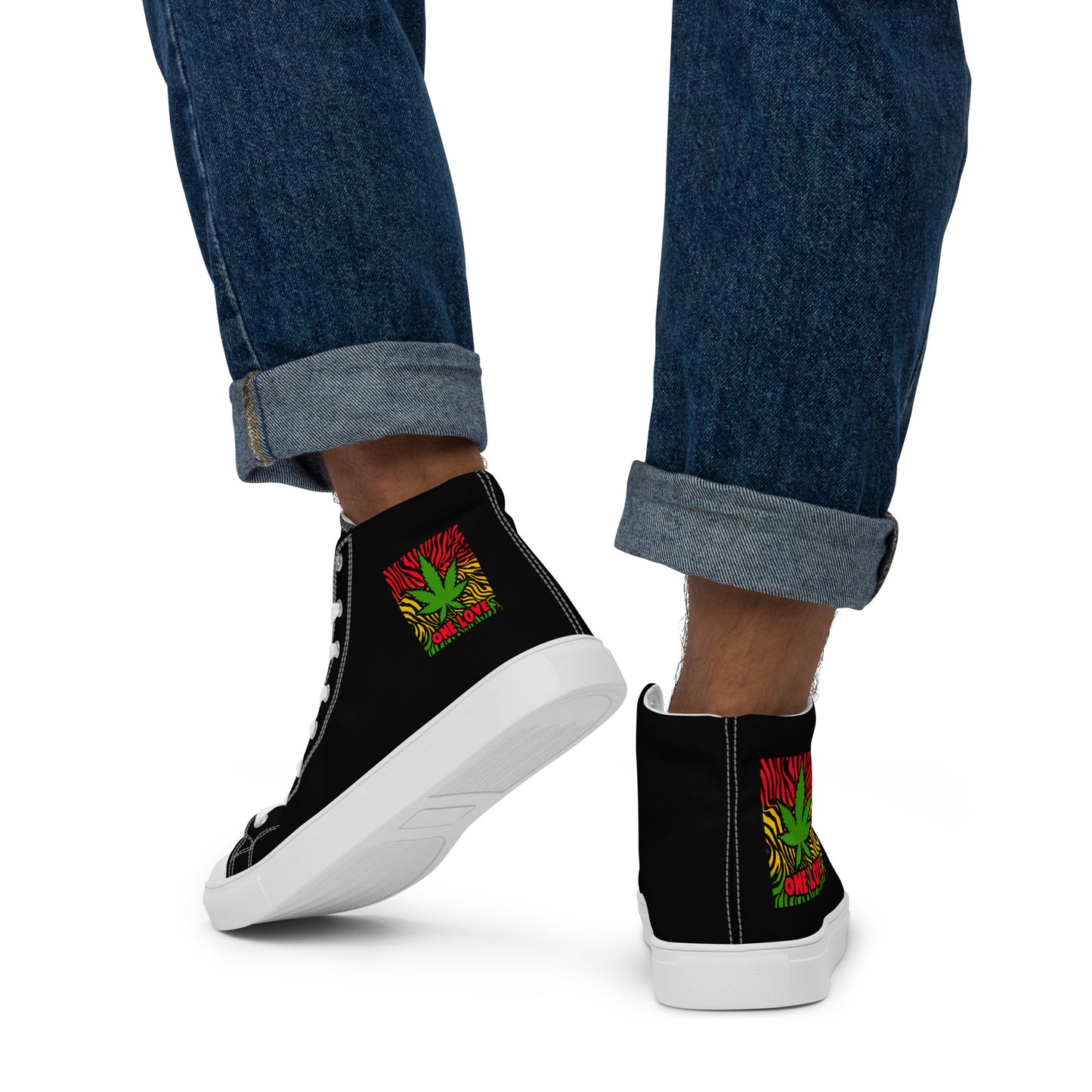 One LoVE Cannabis Men’s high top canvas shoes