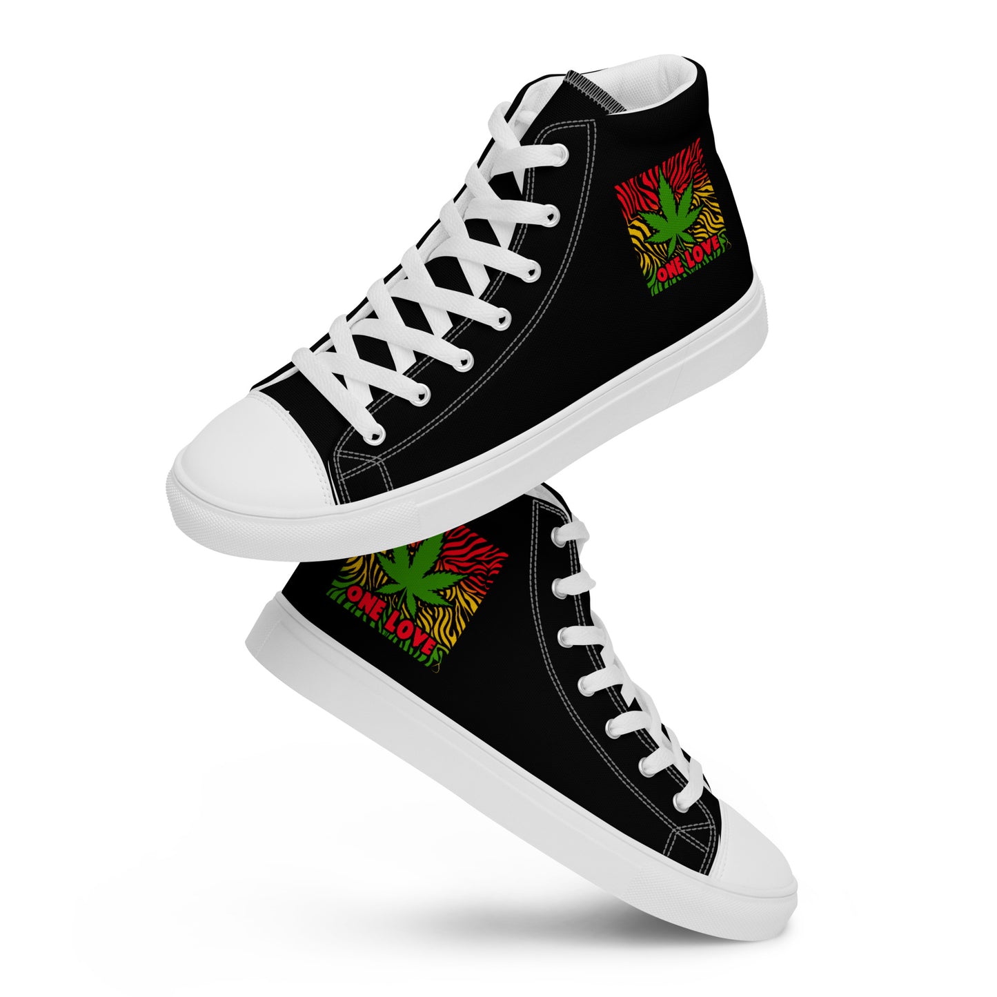 One LoVE Cannabis Men’s high top canvas shoes
