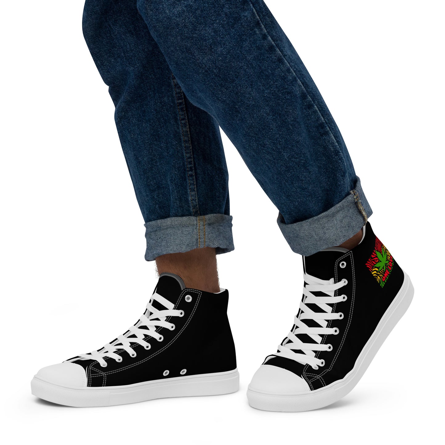 One LoVE Cannabis Men’s high top canvas shoes