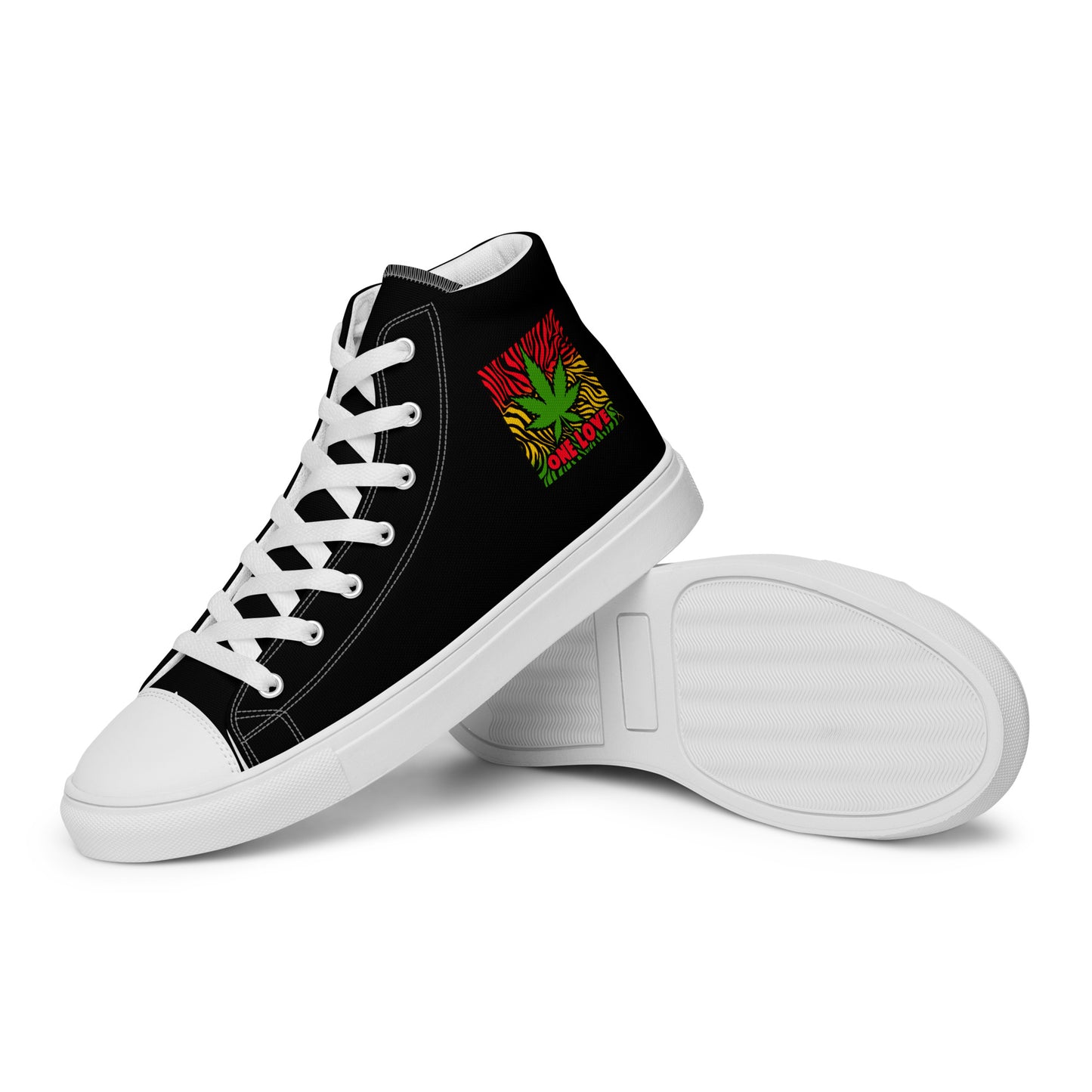 One LoVE Cannabis Men’s high top canvas shoes