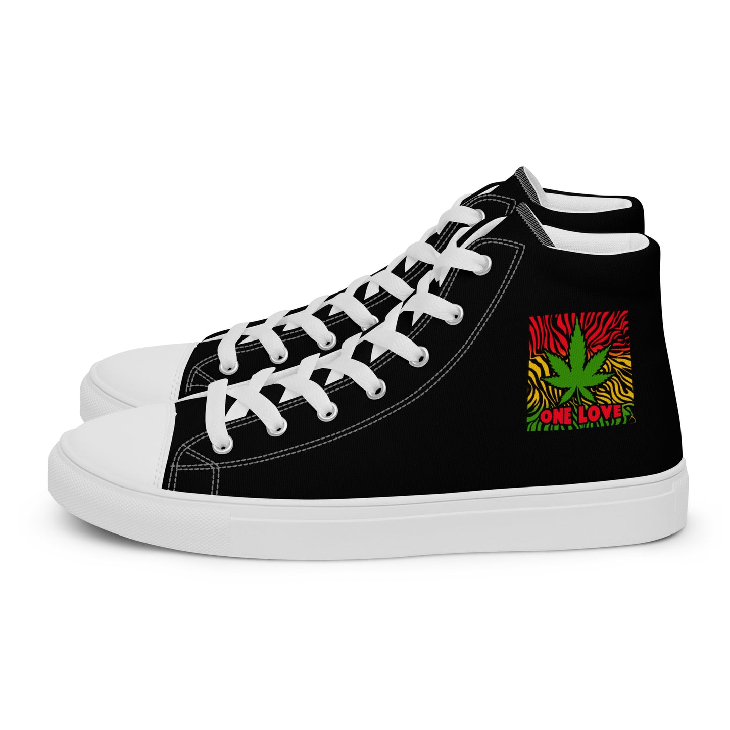 One LoVE Cannabis Men’s high top canvas shoes