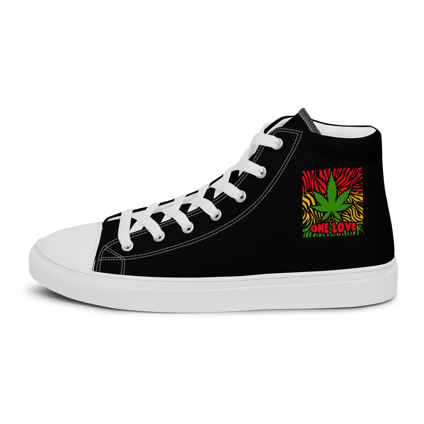 One LoVE Cannabis Men’s high top canvas shoes