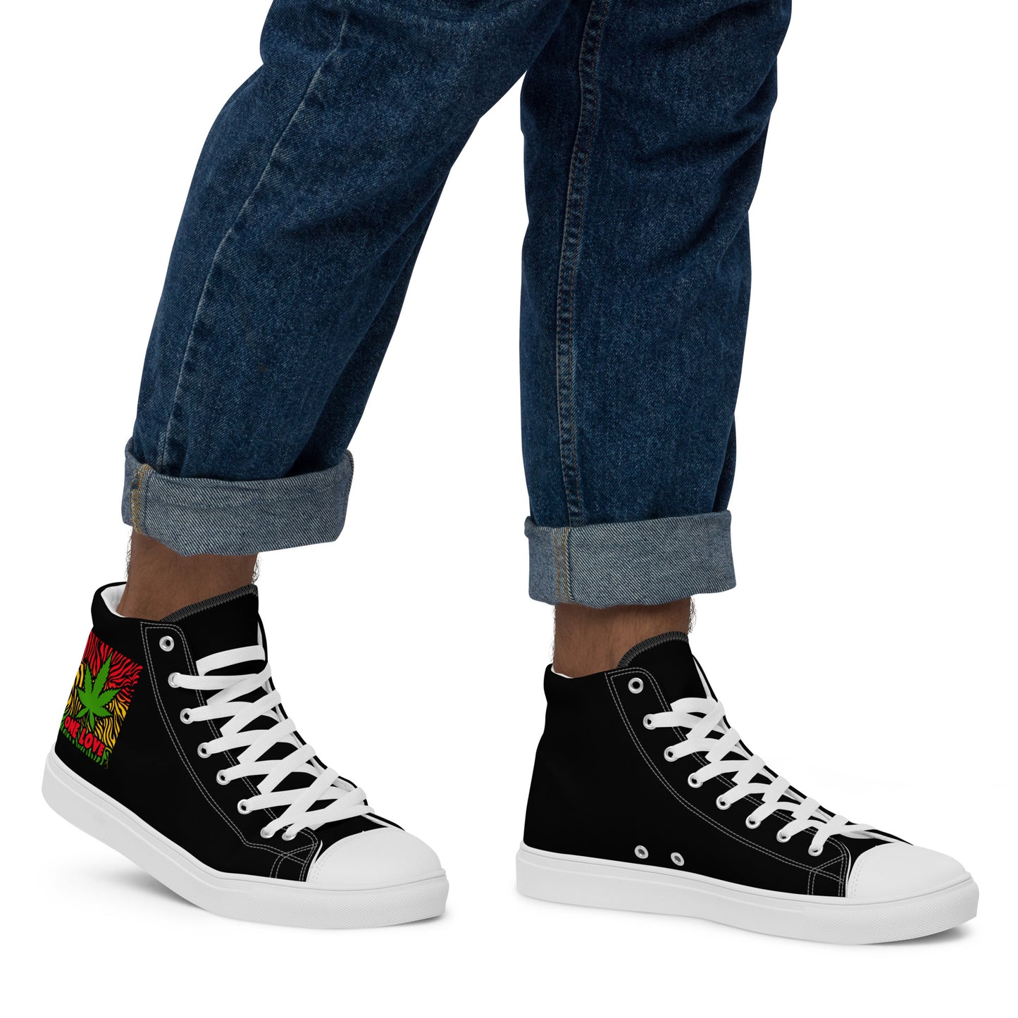One LoVE Cannabis Men’s high top canvas shoes