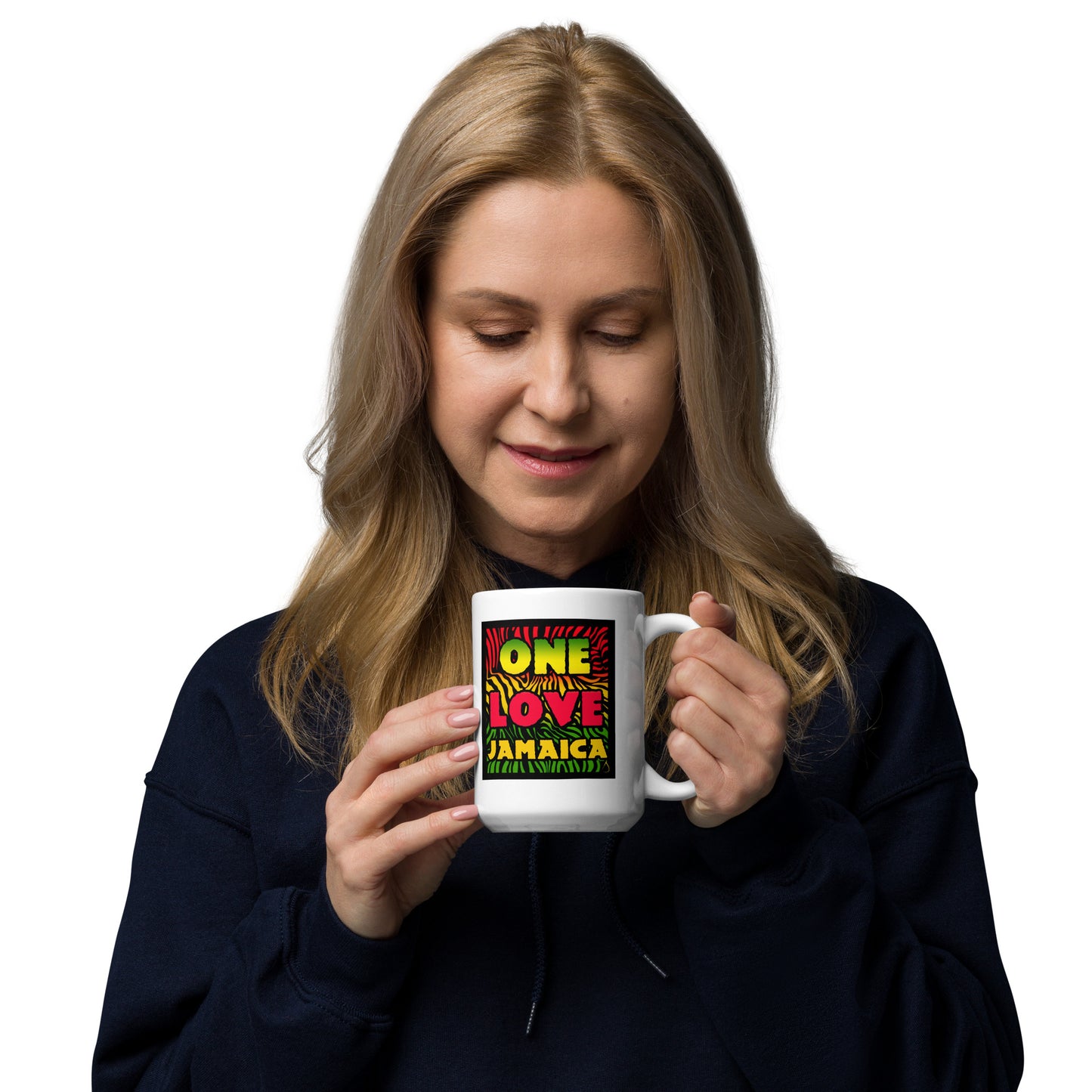 One Love Jamaica White glossy mug